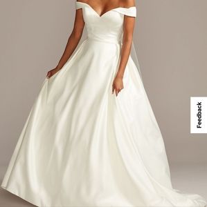 Off the Shoulder Satin Ball Gown Wedding Dress